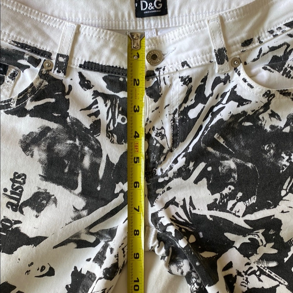 VINTAGE Y2K DOLCE & GABBANA R. BUDD DWYER NEWSPAPER PRINT JEANS  Size 26 - Picture 5 of 15